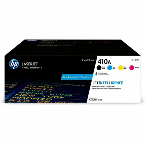 HP 410A (CF410AQ) Original Laser Toner Cartridge - Combo Pack - Black, Cyan, Magenta, Yellow - 4 Carton