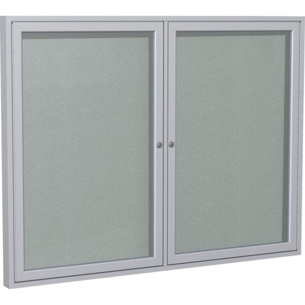 Ghent 2 Door Enclosed Vinyl Bulletin Board with Satin Frame