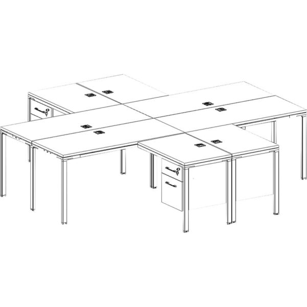 Boss 4 - L Shaped Desk Units, 4 Pedestals