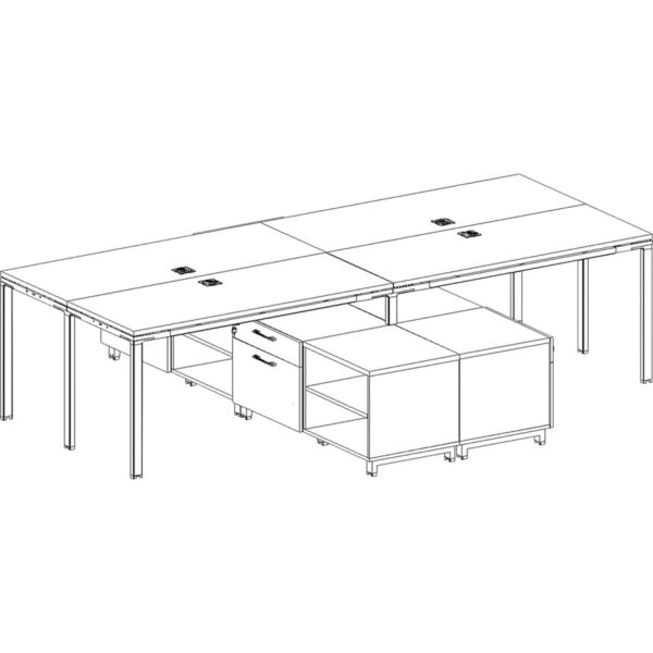 Boss 4 Desks with 4 Cabinets