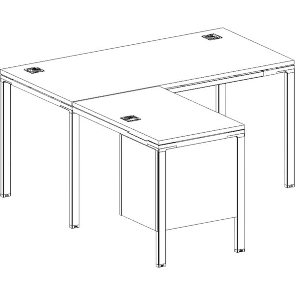 Boss L Shaped Desk Unit, 3 Grommets and 1 Pedestal