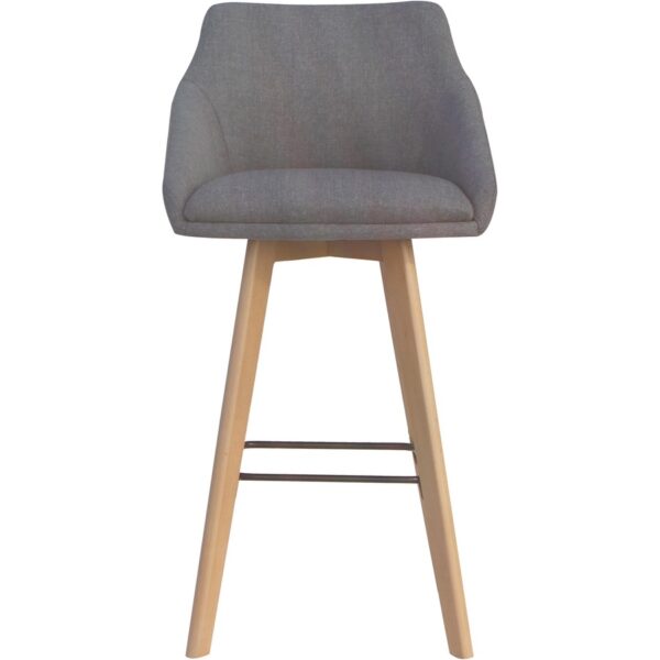 Lorell Gray Flannel Mid-Century Modern Guest Stools - Image 2