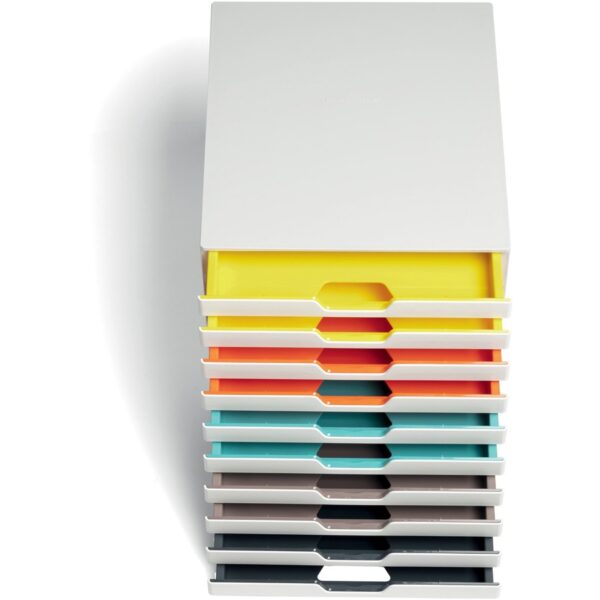 DURABLE VARICOLOR MIX 10 Drawer Desktop Storage Box, White/Multicolor - Image 2