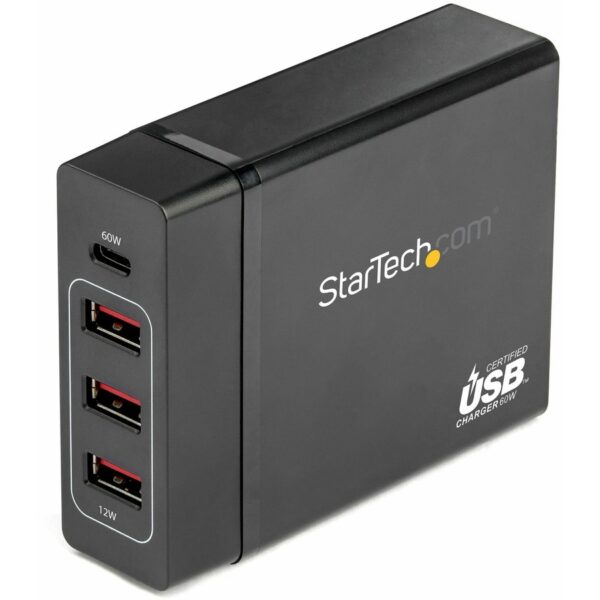 StarTech.com 1 Port USB-C Desktop Charger with 60W Power Delivery - 3 USB Ports