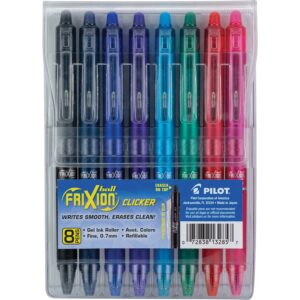 A set of pilot frixion pens in different colors.