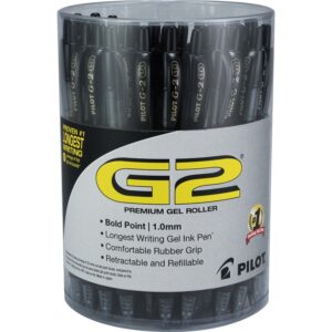 A tub of pilot g 2 gel pens