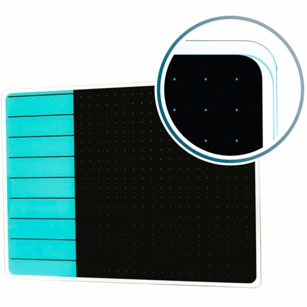 Viztex® Teal & Black Plan & Grid Glass Dry-Erase Board - 17" x 23"