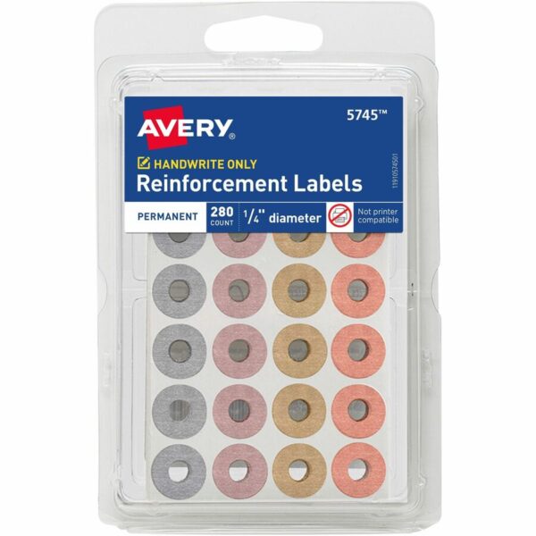 Avery Reinforcement Stickers, 1/4" , Metallic, 280 Total (5745)