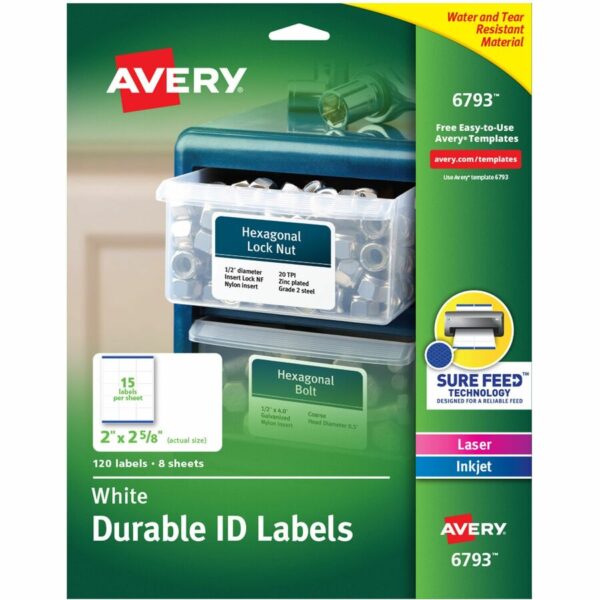 Avery® Permanent Durable ID Labels with Sure Feed(R) Technology