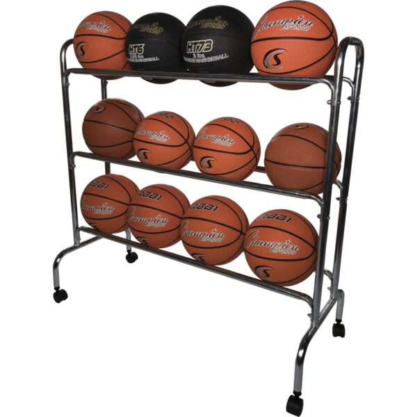 Champion Sports 12 Ball Powder-Coated Ball Cart - Image 2