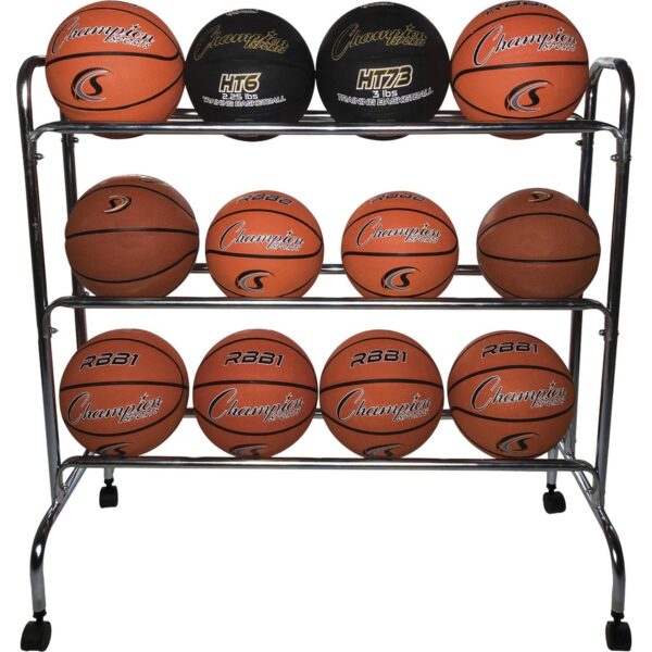 Champion Sports 12 Ball Powder-Coated Ball Cart - Image 4