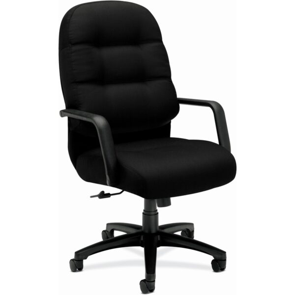 HON Pillow-Soft Executive High-Back Chair | Center-Tilt | Fixed Arms | Black Fabric