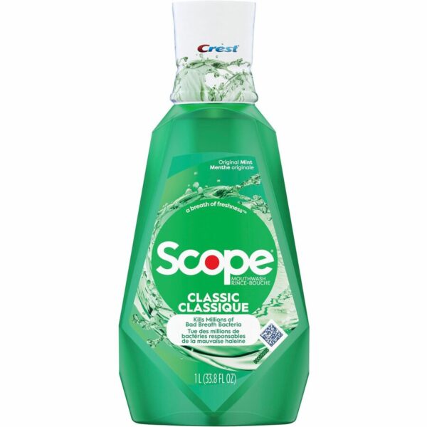 A bottle of scope mouthwash