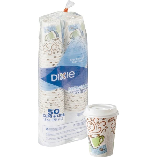 Dixie PerfecTouch 12 oz Hot Coffee Cup and Lid Sets by GP Pro