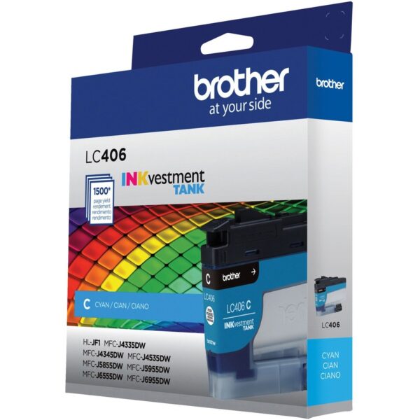 Brother INKvestment LC406C Original Standard Yield Inkjet Ink Cartridge - Single Pack - Cyan - 1 Each - Image 2