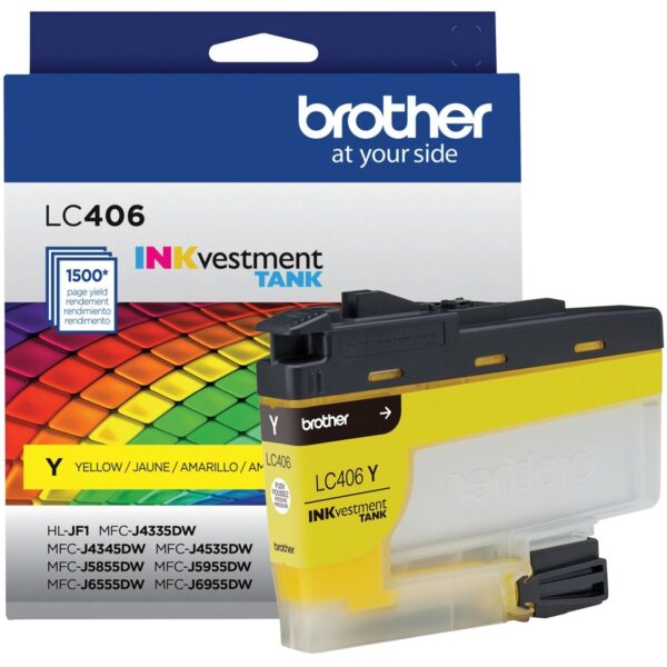 Brother INKvestment LC406Y Original Standard Yield Inkjet Ink Cartridge - Single Pack - Yellow - 1 Each