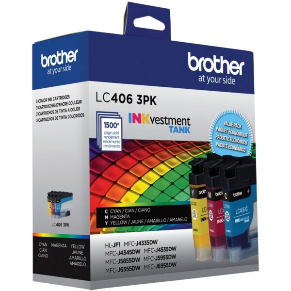 Brother INKvestment LC4063PK Original Standard Yield Inkjet Ink Cartridge - Cyan, Magenta, Yellow - 1.0 Each - Image 3