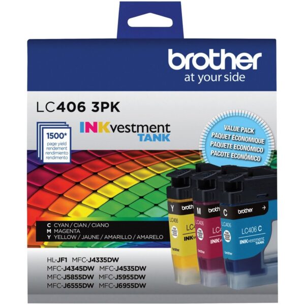 Brother INKvestment LC4063PK Original Standard Yield Inkjet Ink Cartridge - Cyan, Magenta, Yellow - 1.0 Each - Image 4