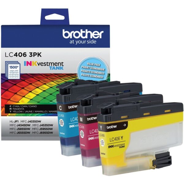 Brother INKvestment LC4063PK Original Standard Yield Inkjet Ink Cartridge - Cyan, Magenta, Yellow - 1.0 Each