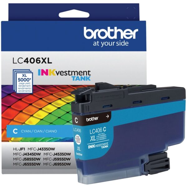 Brother INKvestment LC406XLC Original High Yield Inkjet Ink Cartridge - Single Pack - Cyan - 1 Each