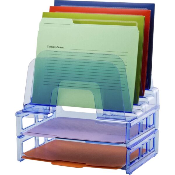 Officemate Blue Glacier Incline Sorter with Paper Trays