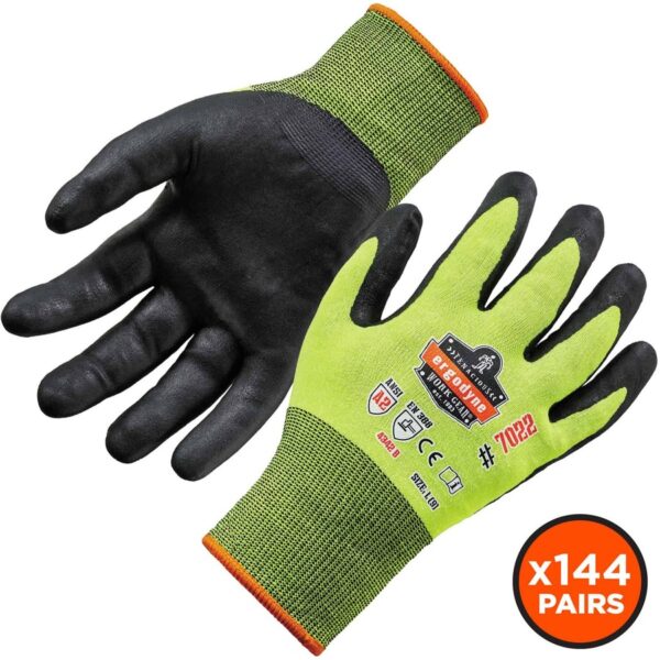 Ergodyne ProFlex 7022 Hi-Vis Nitrile-Coated Cut-Resistant Gloves - A2 DSX