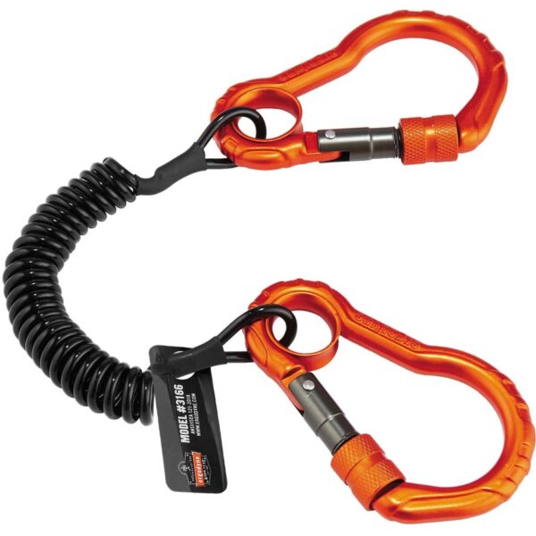 Ergodyne 3166 Coil Tool Lanyard with Dual Carabiners - 2lbs / 0.9kg