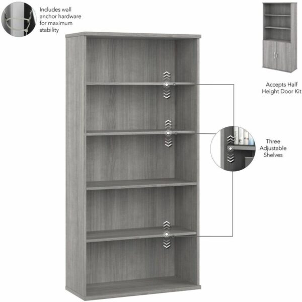 Bush Business Furniture Studio C 5 Shelf Bookcase with Doors - Image 3