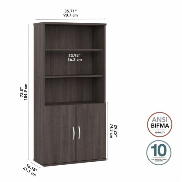 Bush Business Furniture Studio C 5 Shelf Bookcase with Doors - Image 3