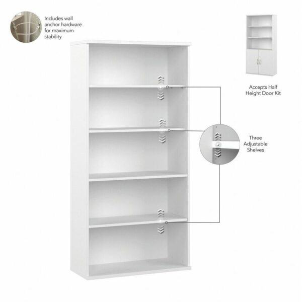 Bush Business Furniture Studio C 5 Shelf Bookcase with Doors - Image 3