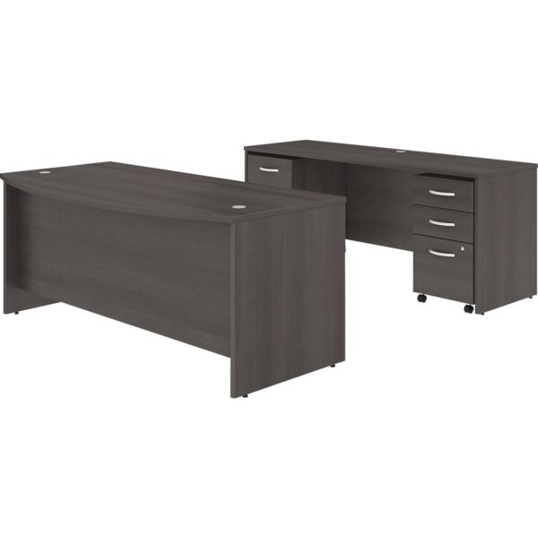 Bush Business Furniture Studio C 72W x 36D Bow Front Desk and Credenza with Mobile File Cabinets