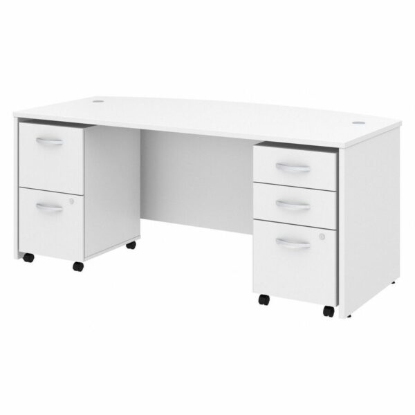 Bush Business Furniture Studio C 72W X 36D Bow Front Desk With Mobile File Cabinets