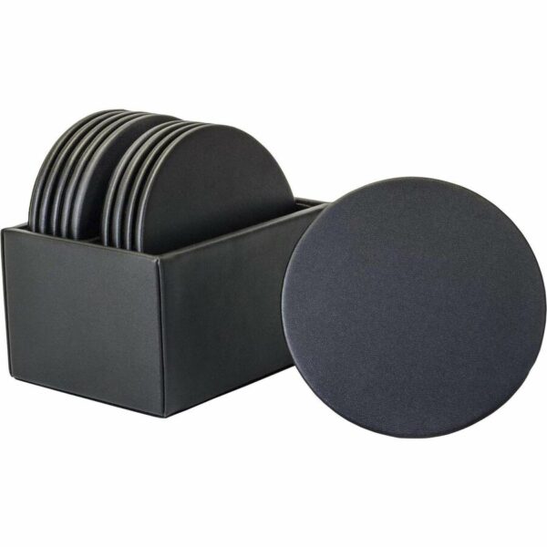 Dacasso Leather Round Coaster Set