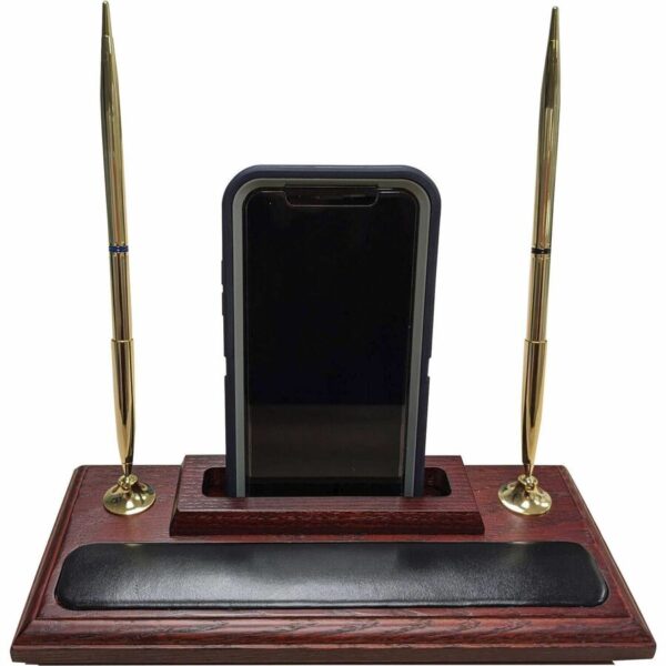 Dacasso Rosewood & Leather Pen Stand/Cell Phone Holder - Image 2