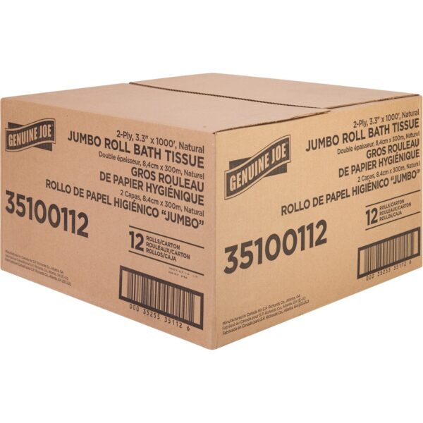 Genuine Joe Jumbo Jr Dispenser Bath Tissue Roll - Image 3