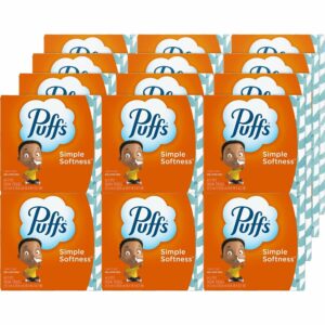 Puffs facial tissues, 2-ply, orange, 1 8 0 sheets per pack ( pack of 1 6 )