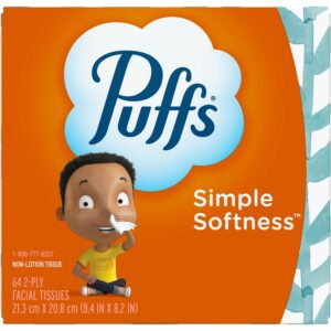 Puffs facial tissue, white with pop-up box, 6 4 tissues per pack