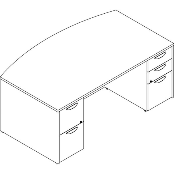 Lorell Prominence 2.0 Bowfront Double-Pedestal Desk