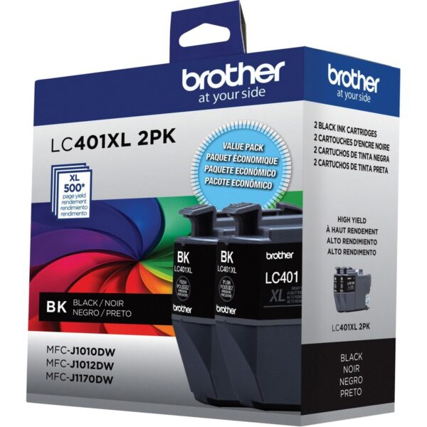 Brother LC401XL2PKS Original High Yield Inkjet Ink Cartridge - Black - 2 / Pack - Image 2