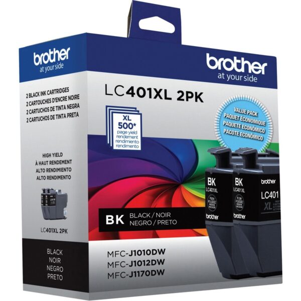 Brother LC401XL2PKS Original High Yield Inkjet Ink Cartridge - Black - 2 / Pack - Image 3