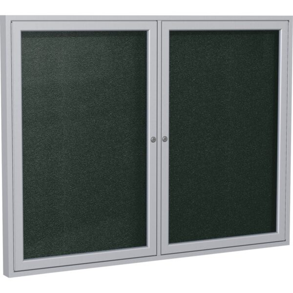 Ghent 2 Door Enclosed Vinyl Bulletin Board with Satin Frame