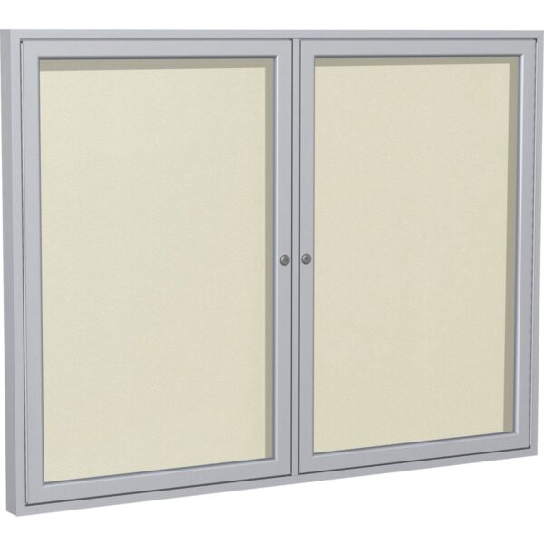 Ghent 2 Door Enclosed Vinyl Bulletin Board with Satin Frame