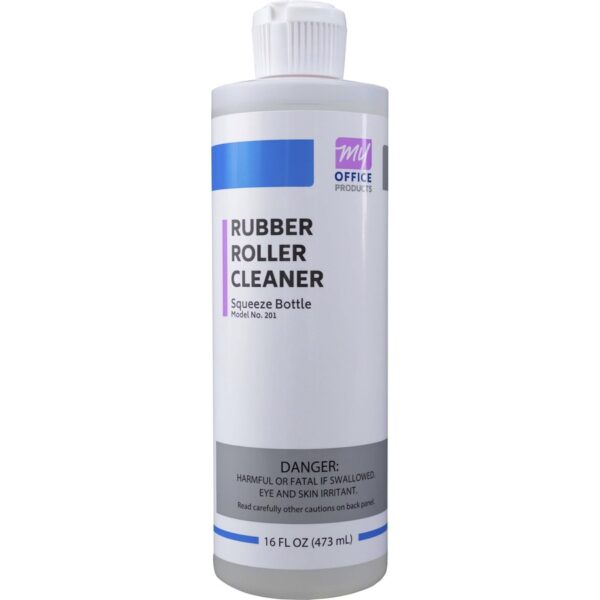 A bottle of rubber roller cleaner