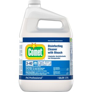 A bottle of disinfecting cleaner with bleach.