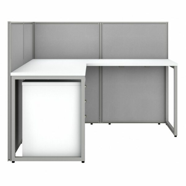 Bush Business Furniture Easy Office 60W 2 Person L Shaped Cubicle Desk with Drawers and 45H Panels - Image 2