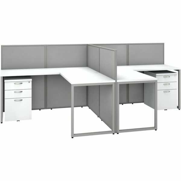 Bush Business Furniture Easy Office 60W 2 Person L Shaped Cubicle Desk with Drawers and 45H Panels