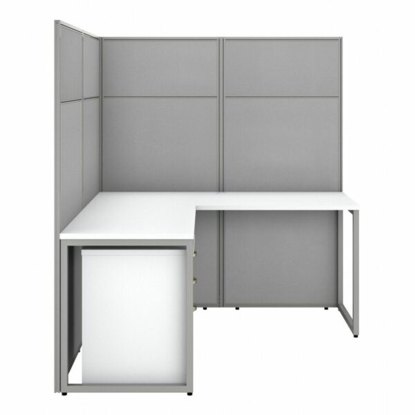 Bush Business Furniture Easy Office 60W 2 Person L Shaped Cubicle Desk with Drawers and 66H Panels - Image 3