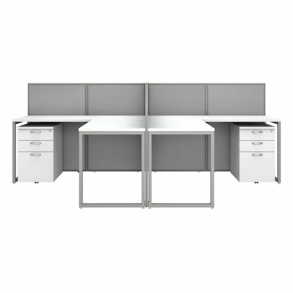 Bush Business Furniture Easy Office 60W 4 Person L Shaped Cubicle Desk with Drawers and 45H Panels - Image 2