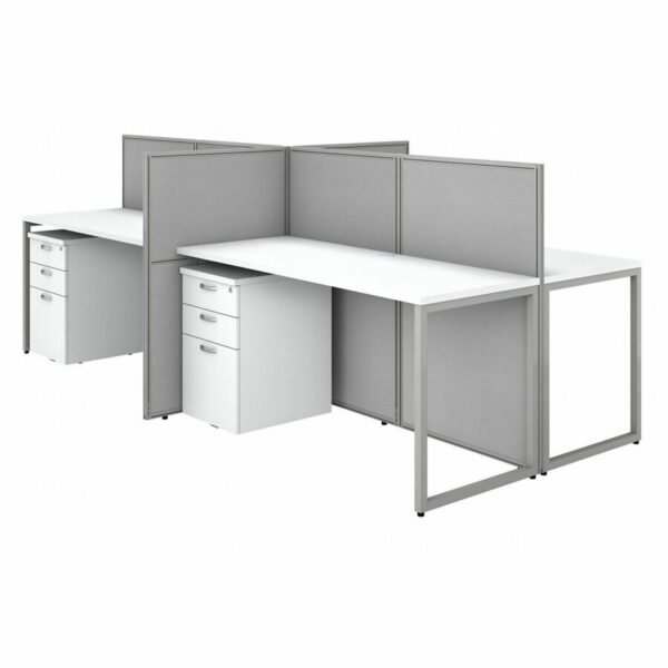 Bush Business Furniture Easy Office 60W 4 Person Cubicle Desk with File Cabinets and 45H Panels