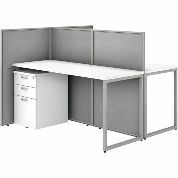 Bush Business Furniture Easy Office 60W 2 Person Cubicle Desk with File Cabinets and 45H Panels